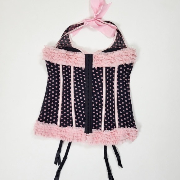 Vintage Black and Pink Polka Dot Corset - Picture 7 of 14